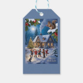 Besneeuwd Kerst Winterdorp Cadeaulabel (Voorkant)