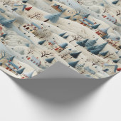 besneeuwd kerstdorp cadeaupapier (Hoek)