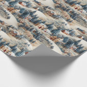 besneeuwd kerstdorp cadeaupapier (Hoek)