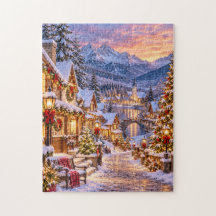 Besneeuwd Kerstmisdorp 252-delige Legpuzzel