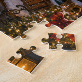 Besneeuwd Kerstmisdorp bij schemering Legpuzzel (Zijkant)