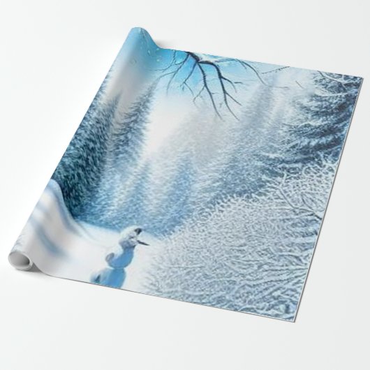 Besneeuwd Landschap Cadeaupapier (Uitgerold)
