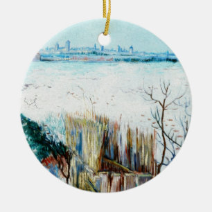 Besneeuwd landschap met Arles door Vincent van Gog Keramisch Ornament
