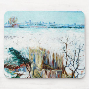 Besneeuwd landschap met Arles door Vincent van Gog Muismat