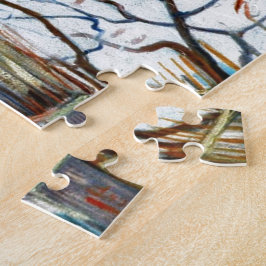 Besneeuwd landschap met Arles op de achtergrond Legpuzzel