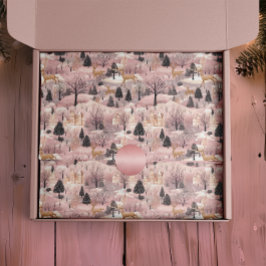 Besneeuwd Roze Hertenbos Tissuepapier