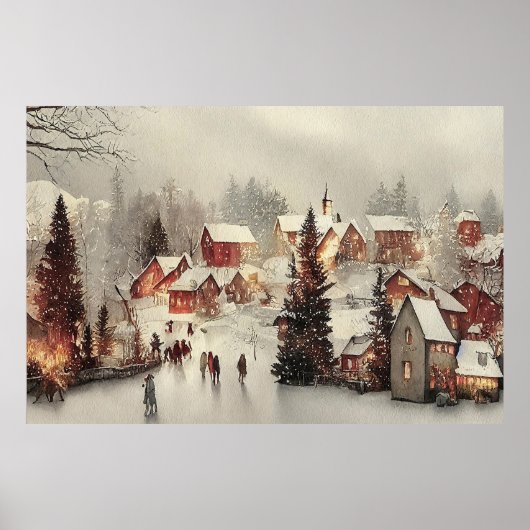  besneeuwd vakantiedorp poster (Voorkant)