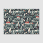 Besneeuwd winterboerderijtje  tissuepapier (Voorkant)