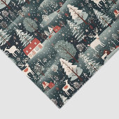 Besneeuwd winterboerderijtje  tissuepapier (Detail)