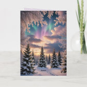 Besneeuwd winterbos, ijskristallen, noorderlicht kaart (Achterkant)