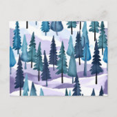 besneeuwd winterbos | Paarse kerst Waterverf Feestdagenkaart (Voorkant)
