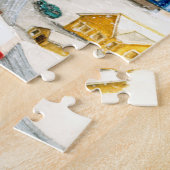 Besneeuwd winterdorp kunst legpuzzel (Zijkant)