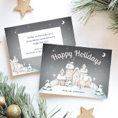 Besneeuwd winterdorp Prettig feest Feestdagenkaart