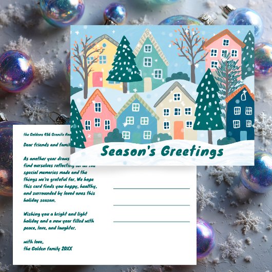 Besneeuwd winterdorp vakantie kerstmis CUSTOM Briefkaart