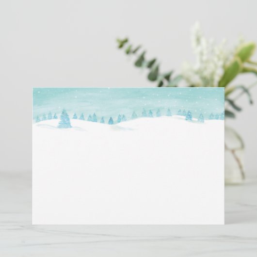 Besneeuwd winterlandschap met sparrenbomen kaart (Staand voorkant)