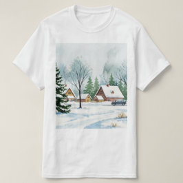 Besneeuwd winterlandschap t-shirt