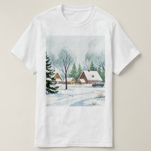 Besneeuwd winterlandschap t-shirt (Design voorkant)
