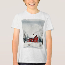 Besneeuwd winterlandschap Tri-Blend shirt