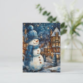 Besneeuwd winterstad wonderland feestdagenkaart (Staand voorkant)