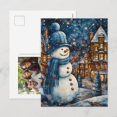 Besneeuwd winterstad wonderland feestdagenkaart (Voorkant / Achterkant)