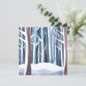 Besneeuwd Winterwoud | Modern Eenvoudig Aquarel Kaart (Staand voorkant)