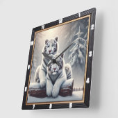 besneeuwd wit tijgerbos vierkante klok (Hoek)