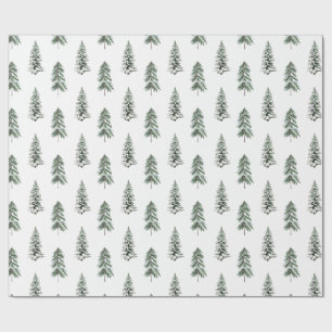 Besneeuwde Aquarel Winter Bosbomen Cadeaupapier