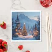Besneeuwde avond op het plein – Kerstdorpsscene Servet (Insitu)
