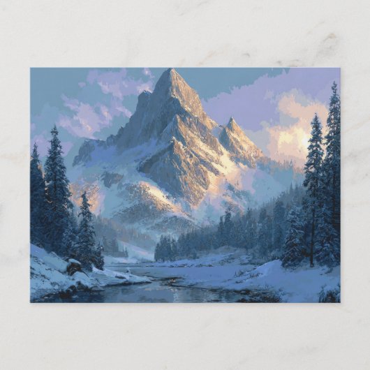 Besneeuwde Berg Briefkaart (Voorkant)