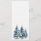 Besneeuwde Berg & Dennenbomen Bruiloft Menu (Achterkant)