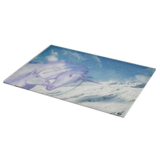 Besneeuwde Berg Eenhoring Winterzicht Snijplank (Hoek)