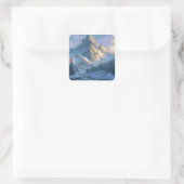 Besneeuwde Berg Vierkante Sticker (Tas)