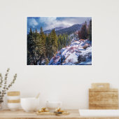 Besneeuwde bergbos muurkunst | Winter Sierra Poster (Keuken)