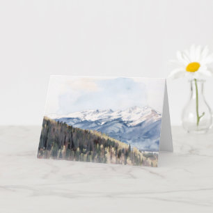 Besneeuwde Bergen en Bomen Landschap Kunstkaart Kaart