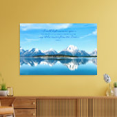 Besneeuwde bergen reflectie op blauw water Psalm 1 Canvas Afdruk (Insitu (Woonkamer))
