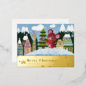 besneeuwde bergmuis Folie Holiday Post Kaart C (Voorkant / Achterkant)