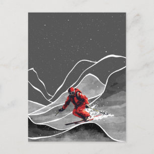 besneeuwde bergsport briefkaart