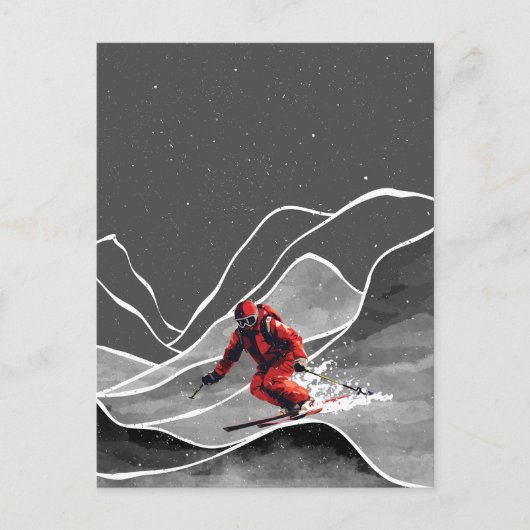 besneeuwde bergsport briefkaart (Voorkant)