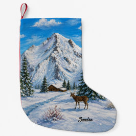 Besneeuwde bergvallei kleine kerstsok