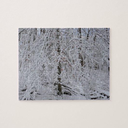 Besneeuwde Berkenboomkroon Legpuzzel (Horizontaal)