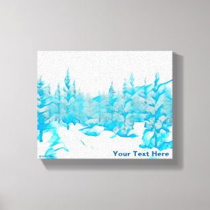 Besneeuwde Blauwe Bomen Canvas Afdruk