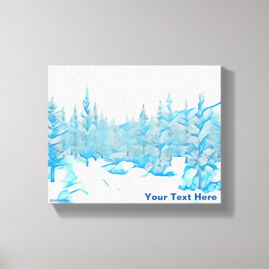 Besneeuwde Blauwe Bomen Canvas Afdruk (Voorkant)