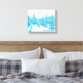 Besneeuwde Blauwe Bomen Canvas Afdruk (Insitu (Slaapkamer))