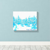 Besneeuwde Blauwe Bomen Canvas Afdruk (Insitu (Houten vloer))