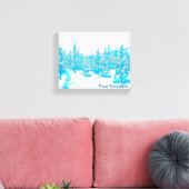 Besneeuwde Blauwe Bomen Canvas Afdruk (Insitu (Woonkamer))