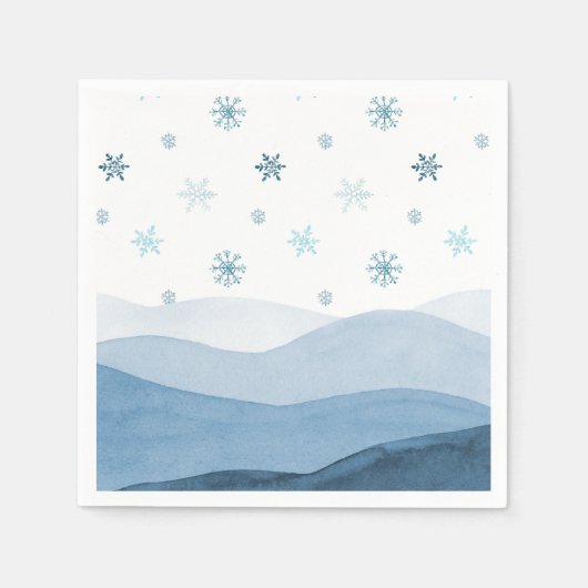 Besneeuwde Blauwe Winterlandschap Servet (Voorkant)