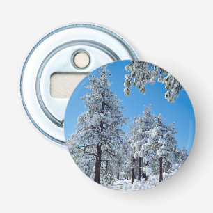 Besneeuwde bomen in de Laguna Mountains Button Flesopener