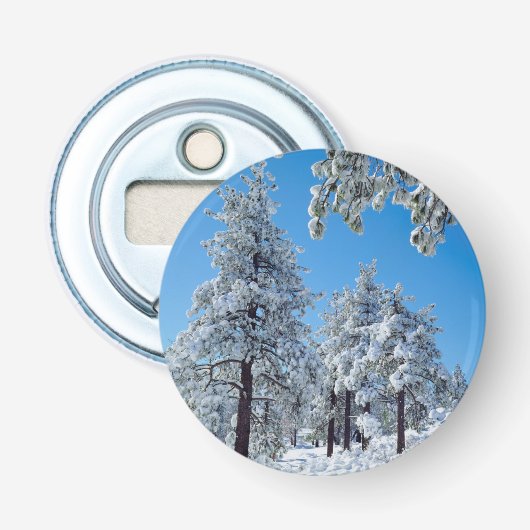 Besneeuwde bomen in de Laguna Mountains Button Flesopener (Voorkant)