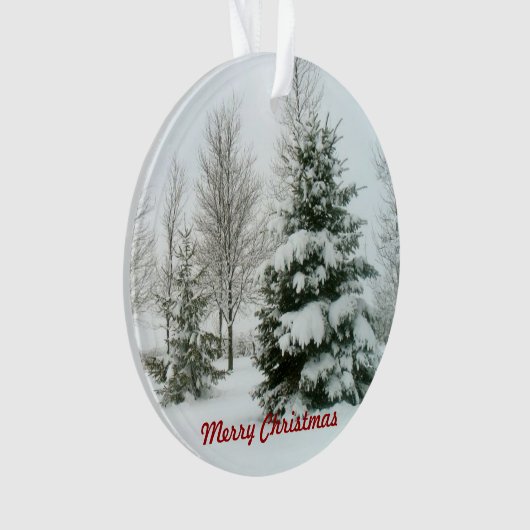 Besneeuwde Bomen, Prettig Kerstfeest Ornament (voorkant)