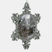 Besneeuwde Bomen Tin Sneeuwvlok Ornament (Links)